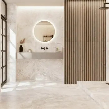 Mylos Ivory Stone Effect Matt Porcelain Wall & Floor Tile