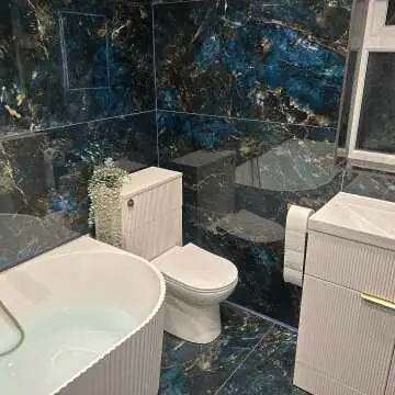 Sky Blue Marble Effect Polished Porcelain Wall and Floor Tile