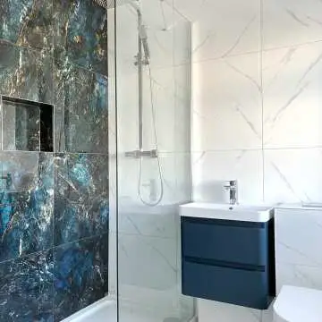 Sky Blue Marble Effect Polished Porcelain Wall and Floor Tile