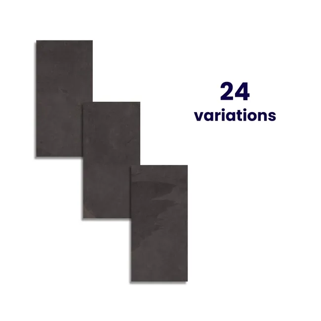Mustang Black Slate Effect Matt Porcelain Wall and Floor Tile