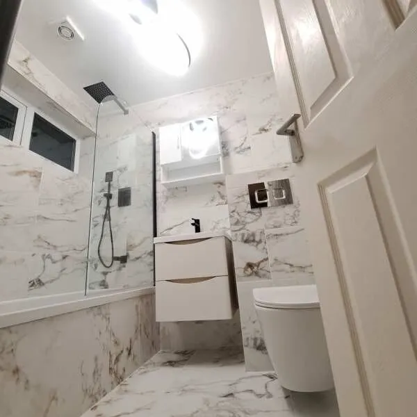 Barnaby White Marble Effect Matt Porcelain Wall and Floor Tile