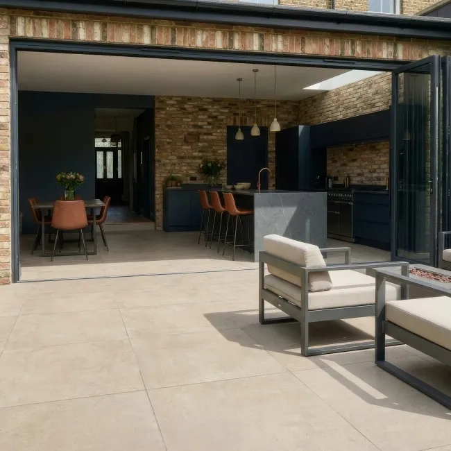 Infinity Beige Stone Effect Matt Porcelain Outdoor Slab Tile