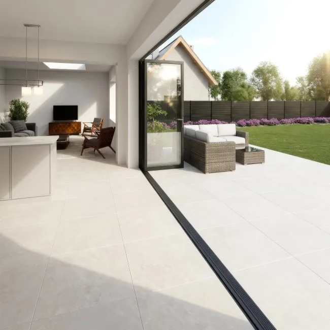 Infinity White Stone Effect Matt Porcelain Outdoor Slab Tile