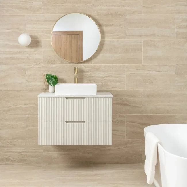 Travertino Beige Stone Effect Matt Porcelain Wall & Floor Tile