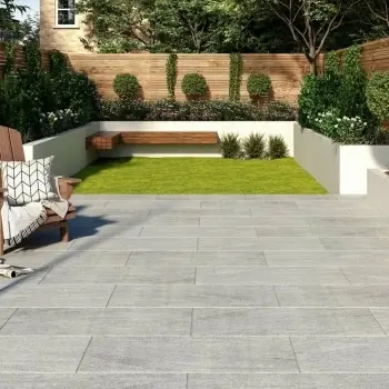 Granito Grey Outdoor Matt Porcelain Slab 400x800 Patio Roomset