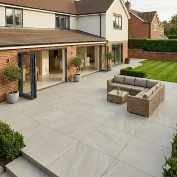 Halley Beige Slate Effect Matt Porcelain Outdoor Slab Tile