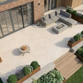 Nova Beige Stone Effect Matt Porcelain Outdoor Slab Tile 