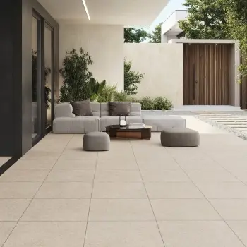 Oikos Beige Limestone Effect Matt Porcelain Outdoor Slab Tile