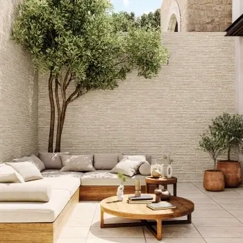 Tumpak Beige Sandstone Effect Porcelain Wall Cladding Tile