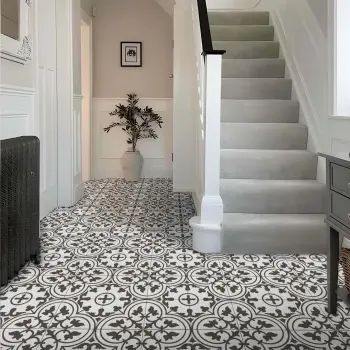 Avon White Victorian Patterned Matt Ceramic Floor Tile