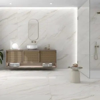 Caelum White Marble Effect Semi Polished Porcelain Wall and Floor Tile 