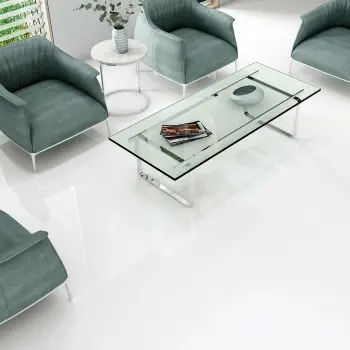 Extreme White Polished Porcelain Floor Tile Living Roomset
