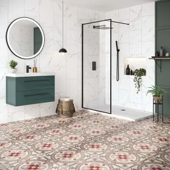 Granada Pink Victorian Patterned Matt Ceramic Floor Tile