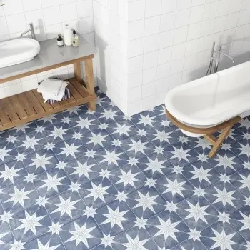 Supernova Star Blue Patterned Matt Vitrified Ceramic Floor Tile