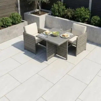 Kandla White Stone Effect Matt Porcelain Outdoor Slab Tile