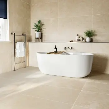 Marmostone Ivory Rectified Matt Stone Effect Porcelain Wall and Floor Tile