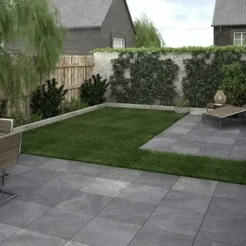 Maverick Anthracite Outdoor Slab Tiles 595x595 Patio Roomset