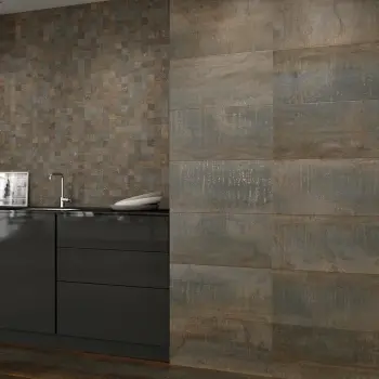 Metal Rust Rect Porcelain Wall And Floor Tile 300x600 Kitchen Roomset