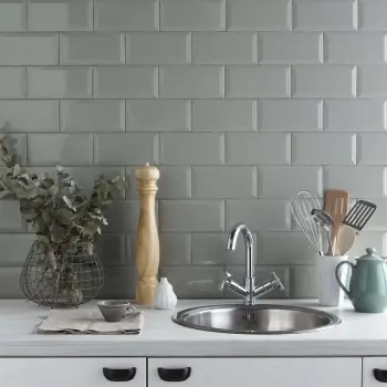 Metro Sage Wall Tiles 100x200 Kitchen Roomset