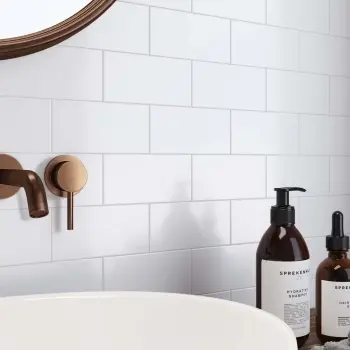 Mini Matt Flat White Wall Tiles 75x150 Bathroom Roomset