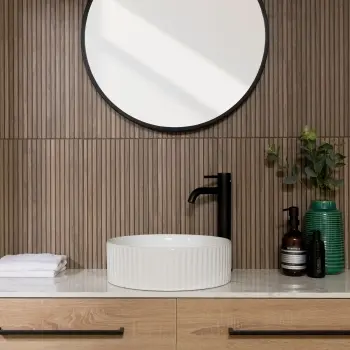 Mocha Slatted Wood Effect Matt Ceramic Wall Tile