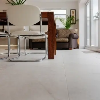 Muse White Matt Floor Tiles 600x600 Dining Room Roomset
