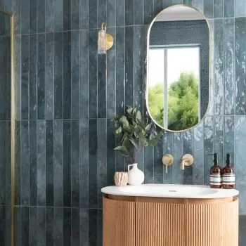 Ponto Blue Stone Effect Gloss Ceramic Wall Tile