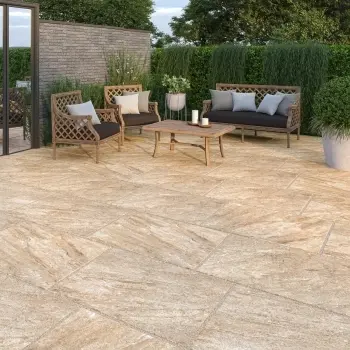 Nevada Beige Stone Effect Matt Porcelain Outdoor Slab Tile