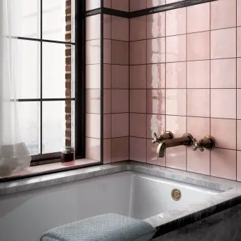 Village Rose Gold Wall Tiles 132x132 Bathroom Roomset
