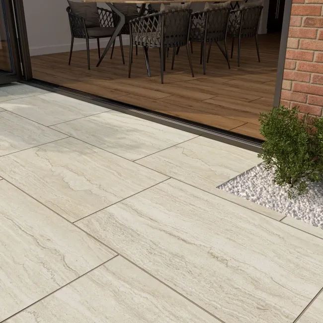 Vein Easton Cream Stone Effect Matt Porcelain Outdoor Slab