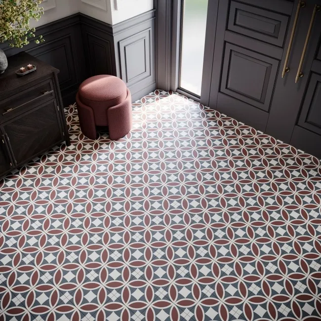 Britannia Circle Decor Patterned Matt Porcelain Tile