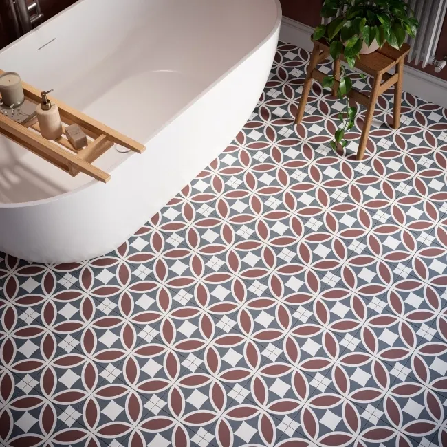 Britannia Circle Decor Patterned Matt Porcelain Tile