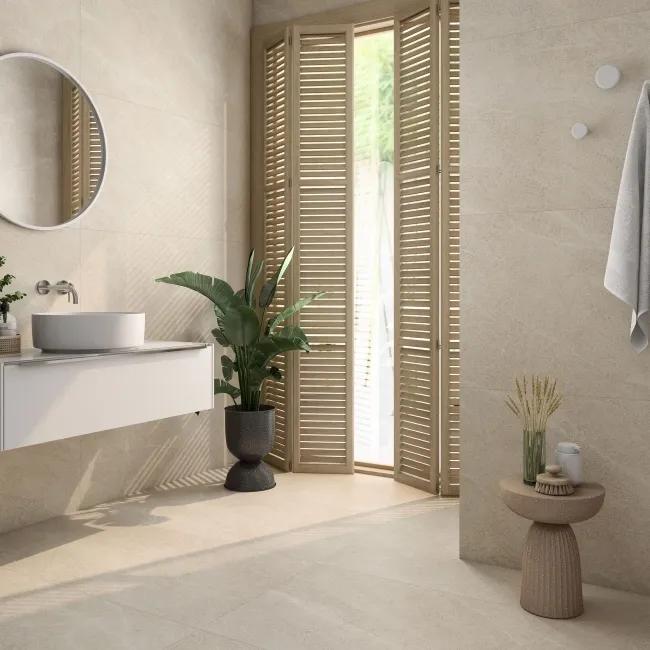 Roca Riviere Beige Stone Effect Matt Porcelain Wall and Floor Tile