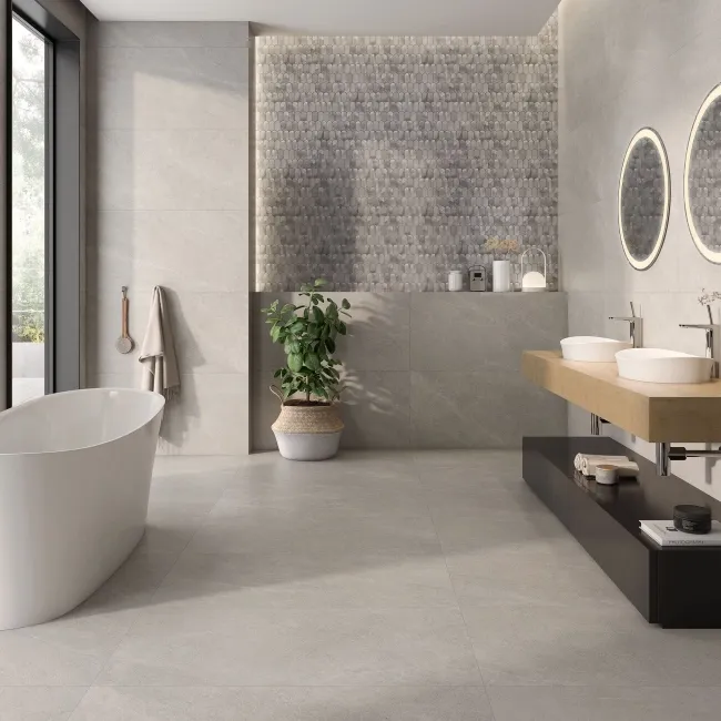 Roca Riviere Grey Stone Effect Matt Porcelain Wall and Floor Tile