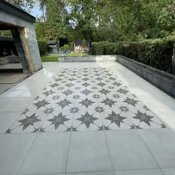 Bellevue Star Decor Ivory Matt Stone Effect Porcelain Outdoor Slab Tile