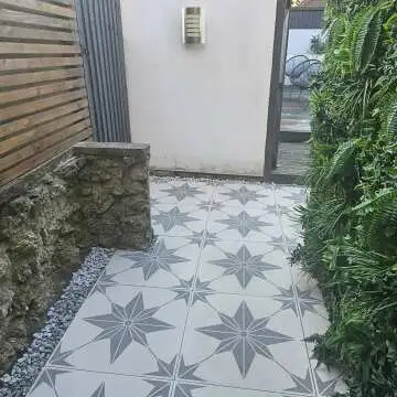Bellevue Star Decor Ivory Matt Stone Effect Porcelain Outdoor Slab Tile