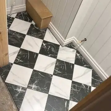 Marble Chess Effect Grey & White Matt Porcelain Tile