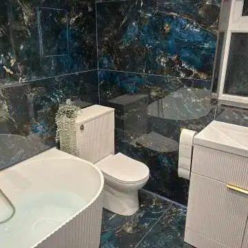 Sky Blue Marble Effect Polished Porcelain Wall and Floor Tile