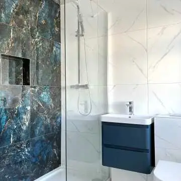 Sky Blue Marble Effect Polished Porcelain Wall and Floor Tile