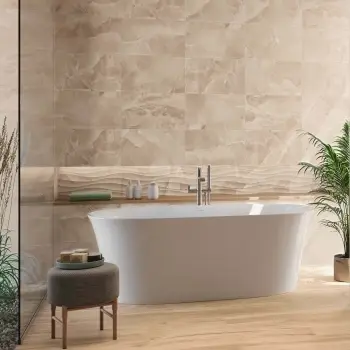 Garner Ivory Onyx Marble Effect Gloss Ceramic Wall Tile