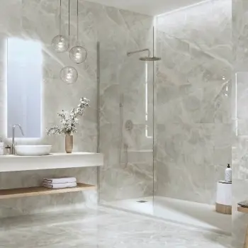 Electra Light Grey Crystal Marble Effect Polished Porcelain Tile