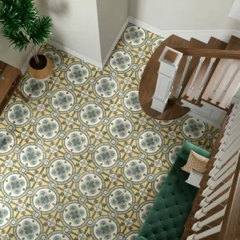Granada Green Victorian Patterned Matt Ceramic Floor Tile