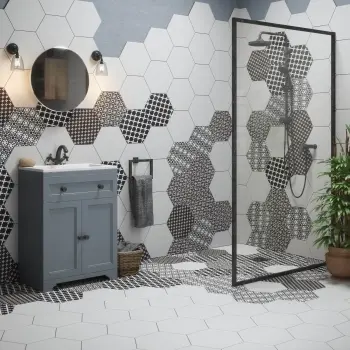 Apollo Grazia Hexagon Decor Wall And Floor Tiles 285x330 Bathroom Roomset