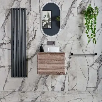 Invisible Marble Gloss Wall and Floor Tile 600x1200 Bathroom Roomset