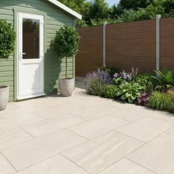 Kandla Ivory Stone Effect Matt Porcelain Outdoor Slab Tile
