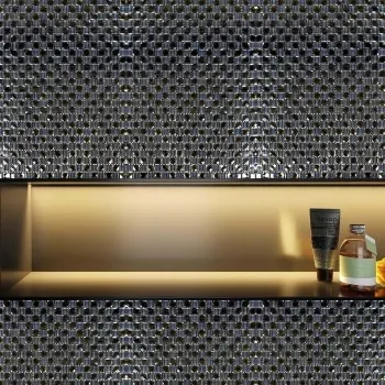 Luminous Grey Glass Mosaic 300x300 Bathroom Roomset