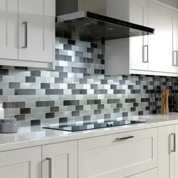 Metallic Silver Grey Glass Mosaic Kitchen Roomset
