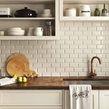 Mini Metro Cream Wall Tiles Kitchen Roomset