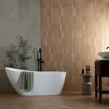 Nogal Block Decor Brown Wood Effect Matt Ceramic Wall Tile