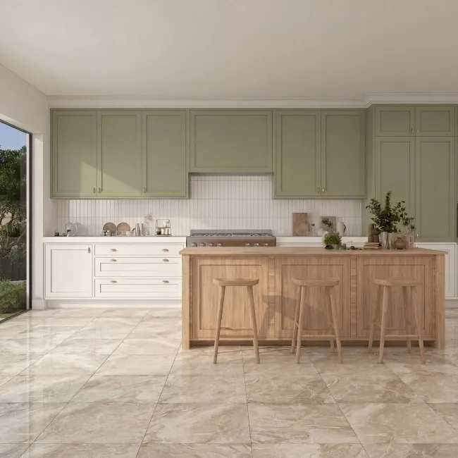 Glacier Beige Stone Effect Polished Porcelain Floor Tile